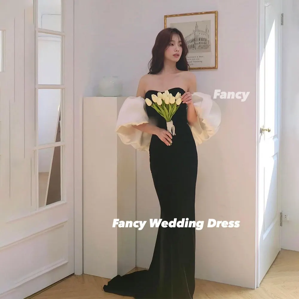 Fancy Elegant Sweetheart Korea Evening Dress Mermaid Elastic Satin Wedding Dress Back Corset Formal Party Dresses Customized