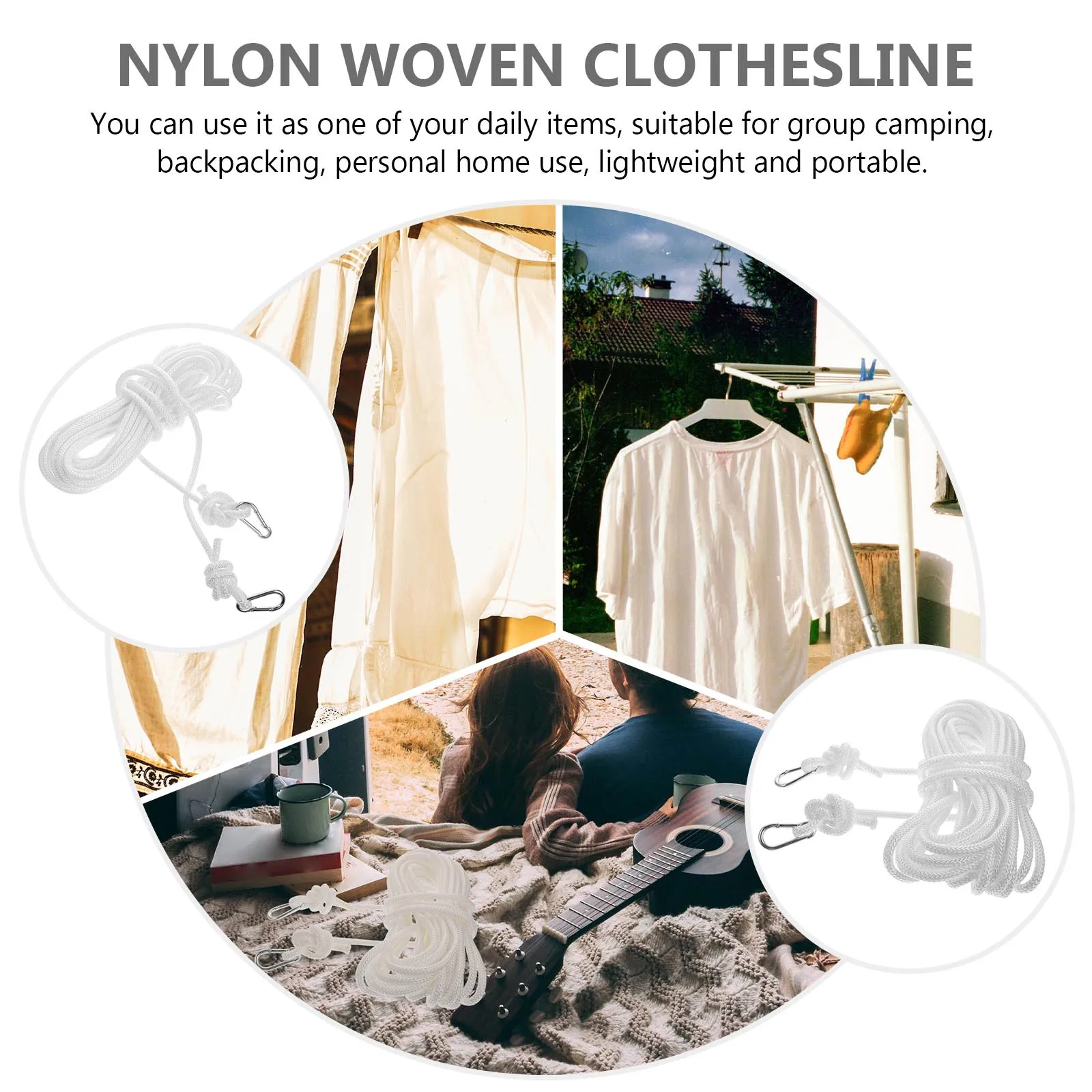 

1pc Home Nylon Braided Rope Air-Drying Hanging Line For Outdoor Camping Towels Quilts Drying Lightweight Portable Clothesline