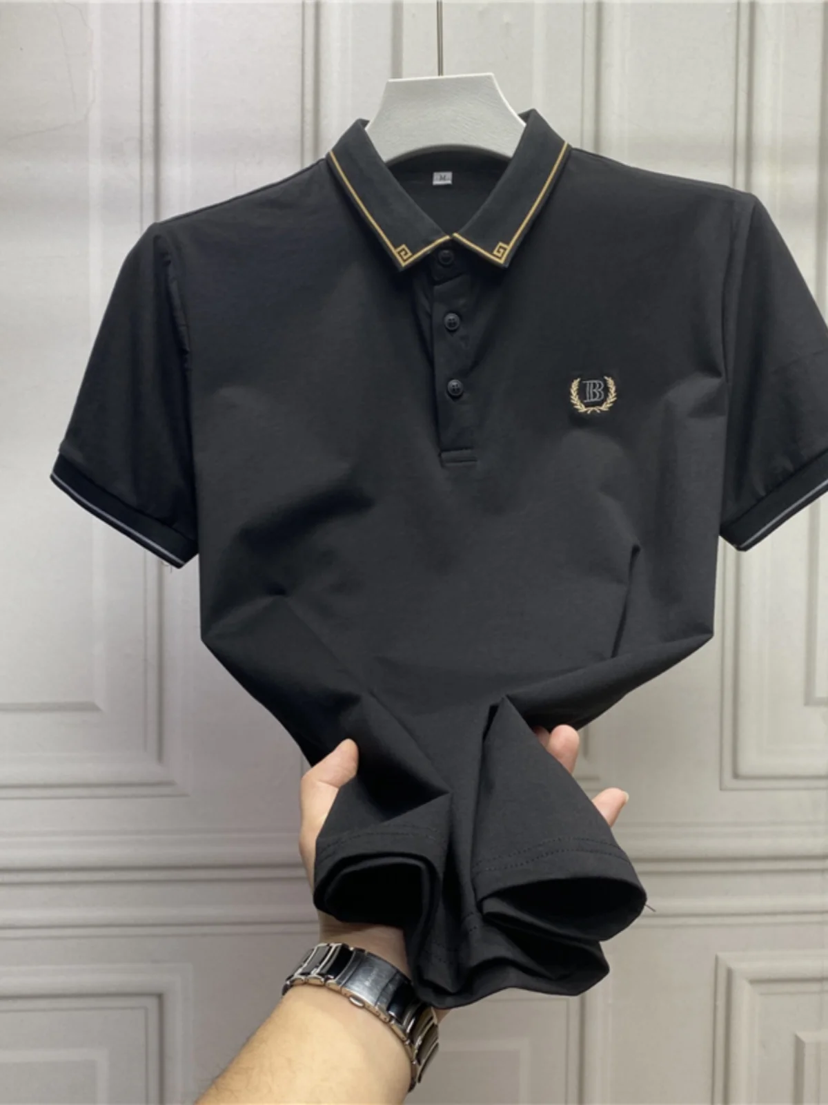 

Высококачественная мужская летняя футболка с вышивкой, повседневная, приталенная, модная, с защитой от солнца