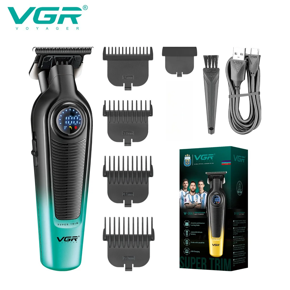 VGR Haarknipper Snoerloos Trimmer Elektrisch Haartrimmer Oplaadbaar Haar knippen Barbier Professioneel Trimmer voor mannen V-996