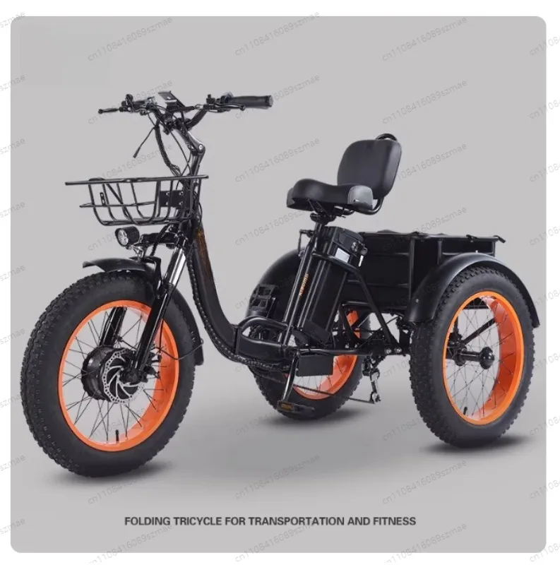 

Adult Foldable Tricycle Carbon Steel Frame 7-Speed Disc Brake Pedal Assist Senior Mobility Leisure Bike