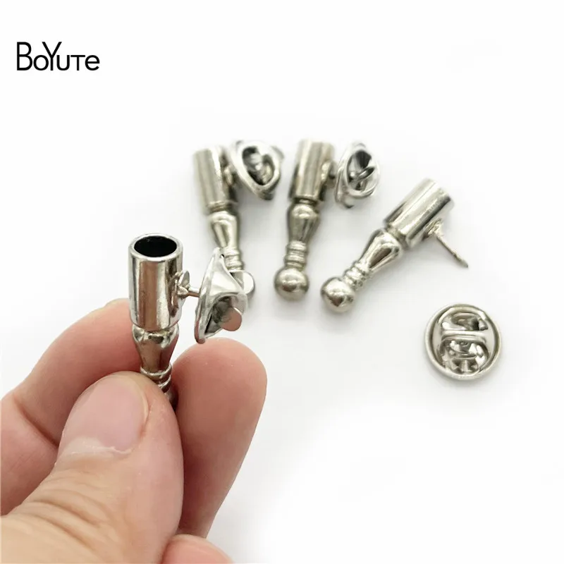 BoYuTe (10 Pieces/Lot) 2.5CM Length Metal Brass Fasteners Materials Diy Fastener for Feather Brooch Pins Jewelry Making