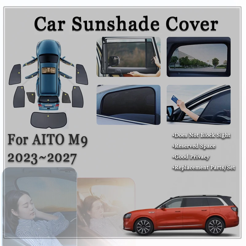 

Car Sunshade Pads For AITO M9 2023 2024 2025 2026 2027 Anti-UV Protection Magnetic Sun Visor Window Cover Shade Auto Accessories