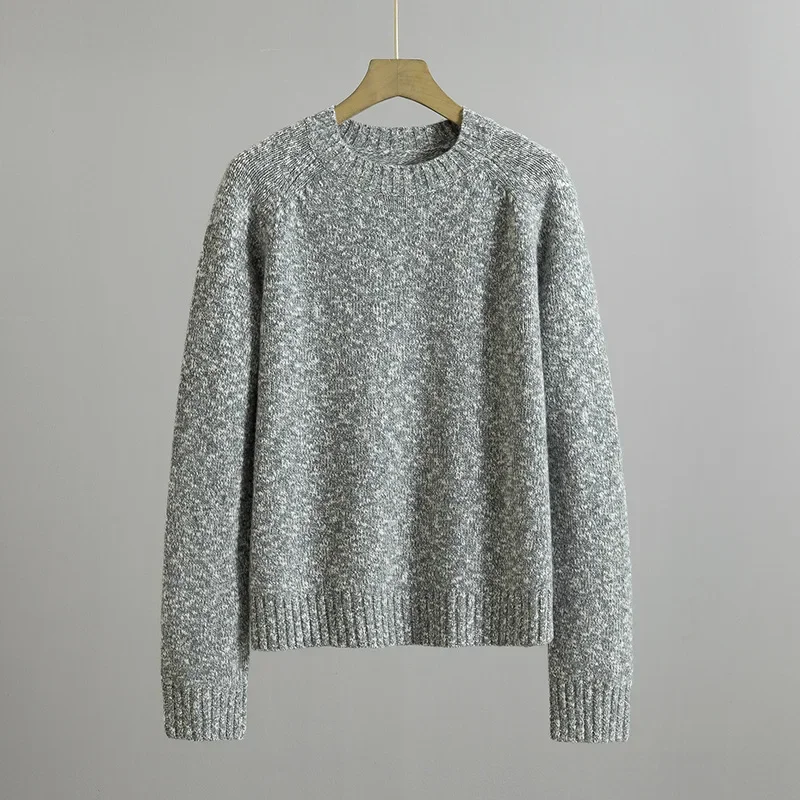 2024 Autumn and Winter Cashmere Wool Round Neck Pullover Loose and Thick Knitted Sweater