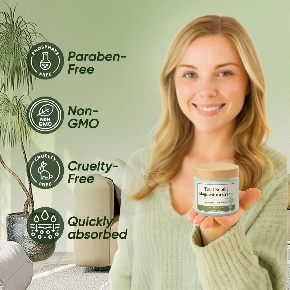 60ml Total Relief Soothing Magnesium Cream Fast Absorbing Relief Soothing Nerve Formula Magnesium Cream with MSM & Arnica