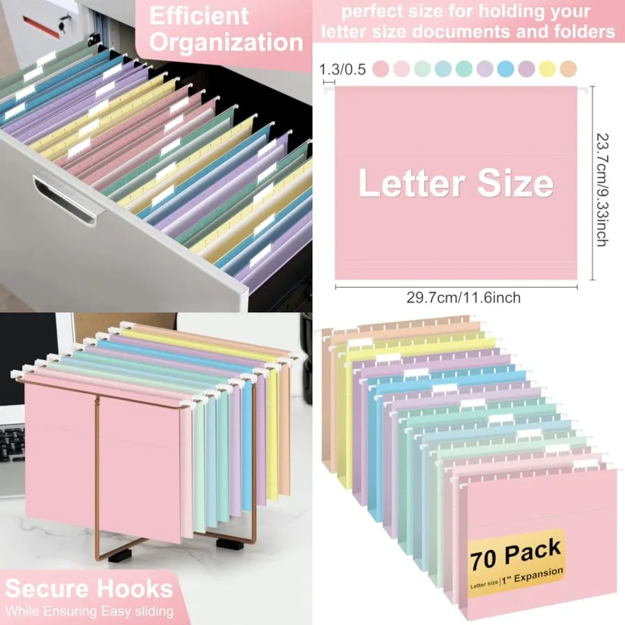 

Hanging File Folders, Pack Letter Size Hanging File folders with 1/5-cut Tabs, Stay Organized for Your Home and Office Bulk Fil