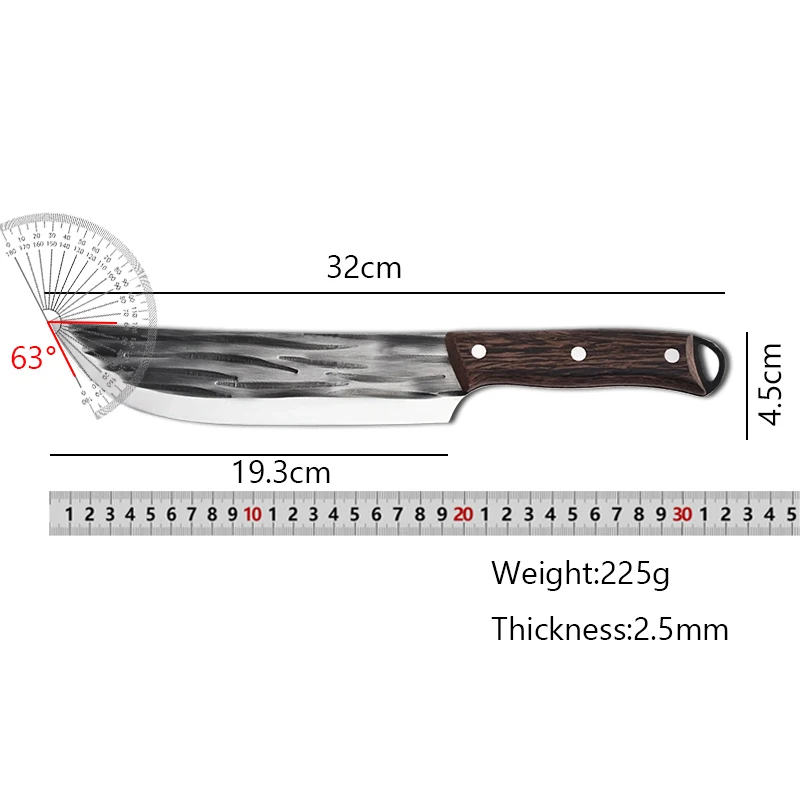 Kitchen Meat Cleaver Forged Chef Knife Fish Cutting Boning Slicing Full Tang Wood Handle Butcher Knife Kitchen Cutter Tools