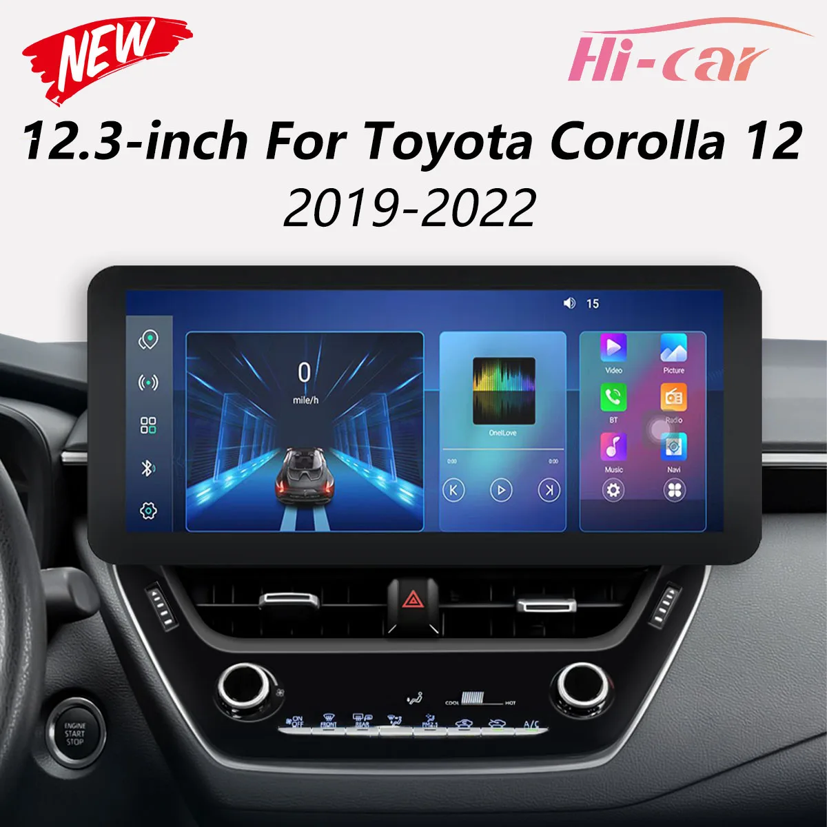 

12.3" inch 4G 2 Din Car Android Radio For Toyota Corolla 12 2019-2022 GPS Wireless CarPlay Auto Multimedia Stereo 36DSP DTS