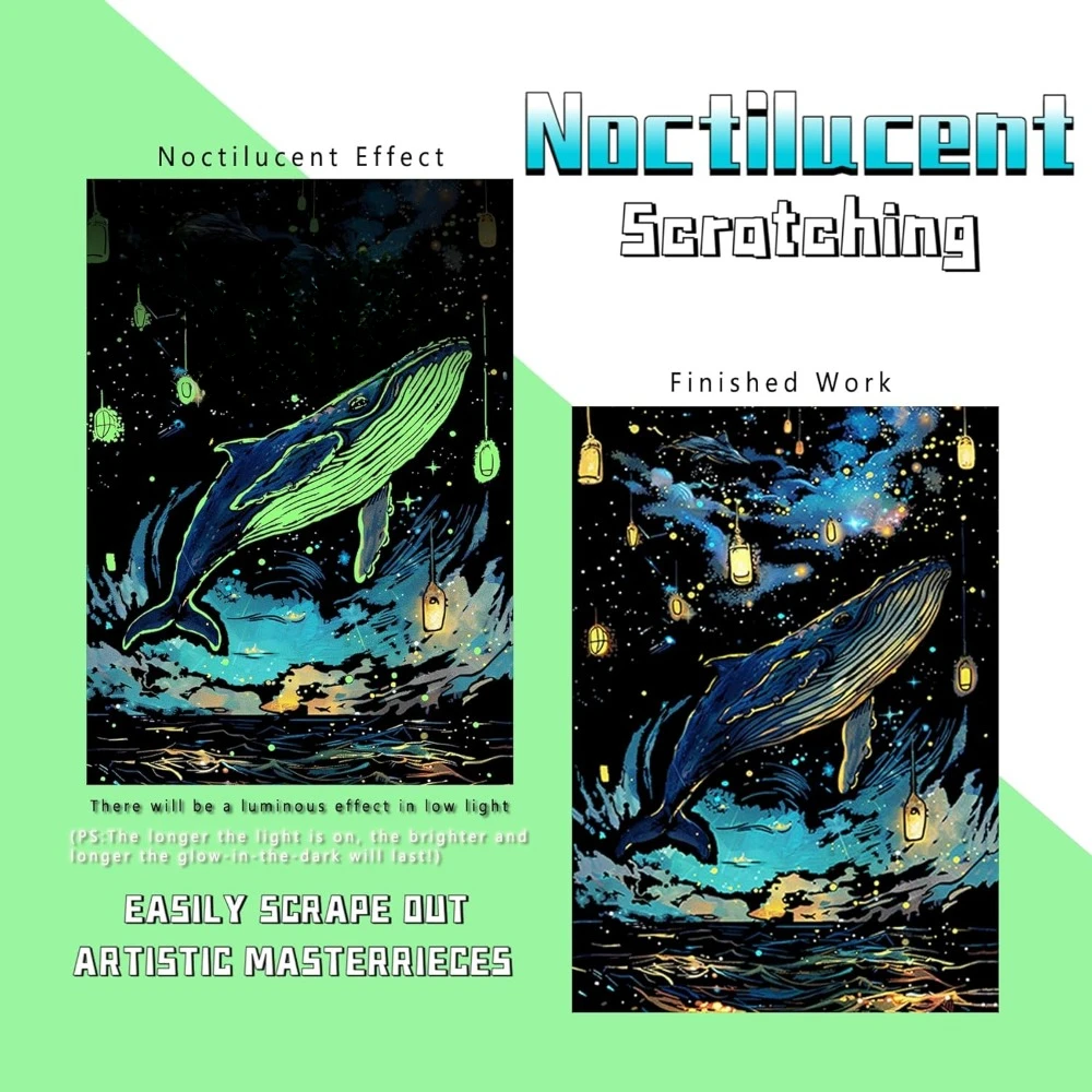 大人と子供のためのスクラッチアート - 光るスクラッチペイントの筏セット、旅行好きへのストレス解消ギフト