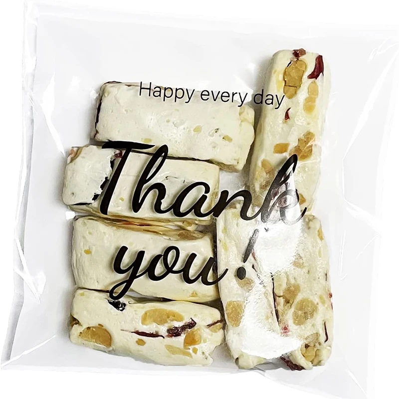 100Pcs/Pack Thank You Clear Bags Self Adhesive Candy Cookie Bakery Bags Self Adhesive Individual Gift Pastry Bags