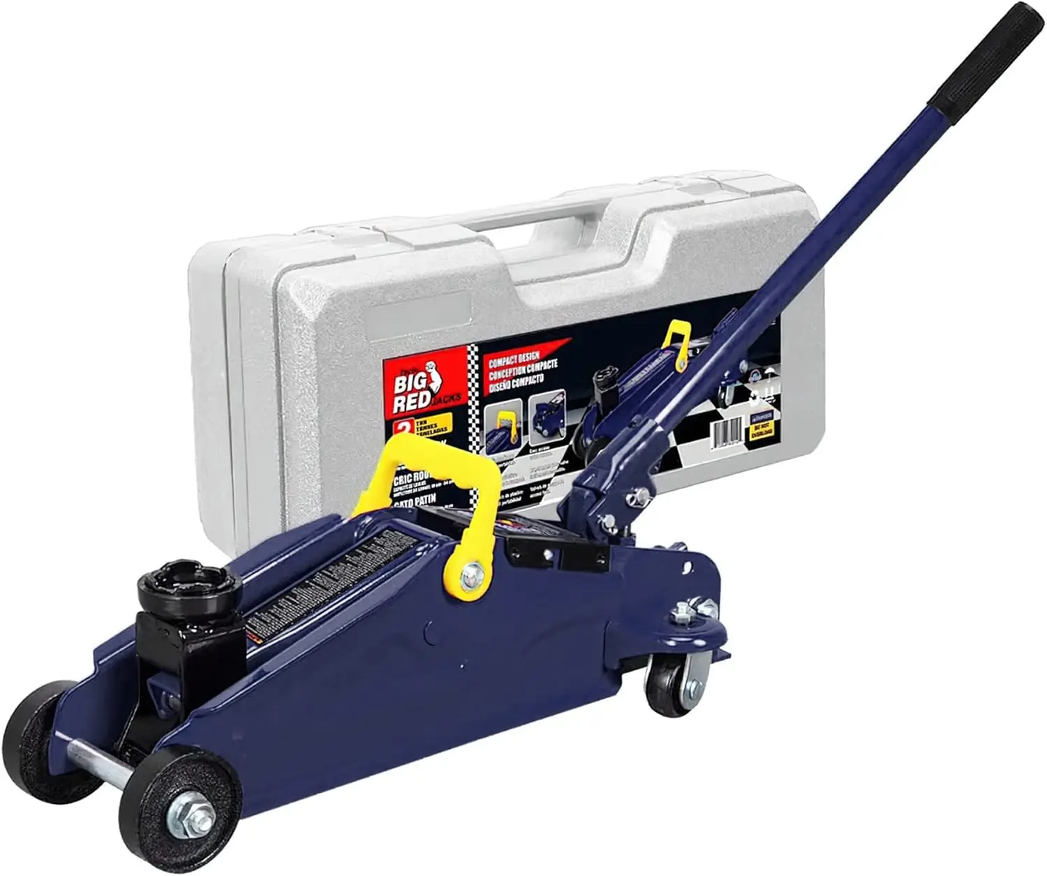 

2 Ton Hydraulic Trolley Floor Jack with Storage Case, 4000 lb Capacity, Blue - Durable and Safe for Car Maintenance