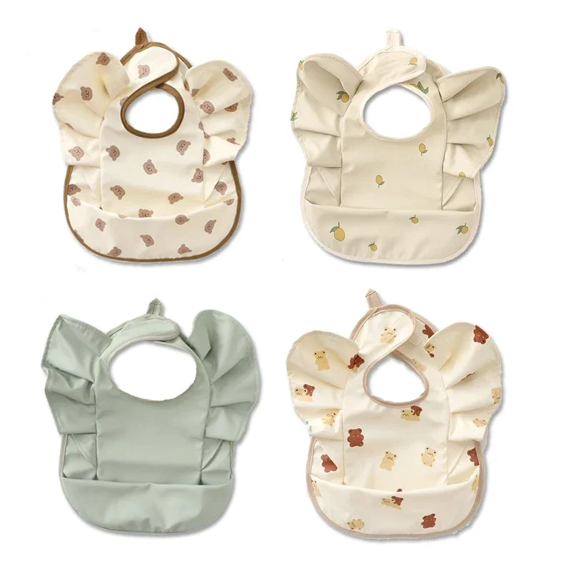 New PU Waterproof Cute Wing Feeding Bibs Children Burp Cloths Babies Boy Girl Stuff for Eating Kids Soft Scarf Accessories