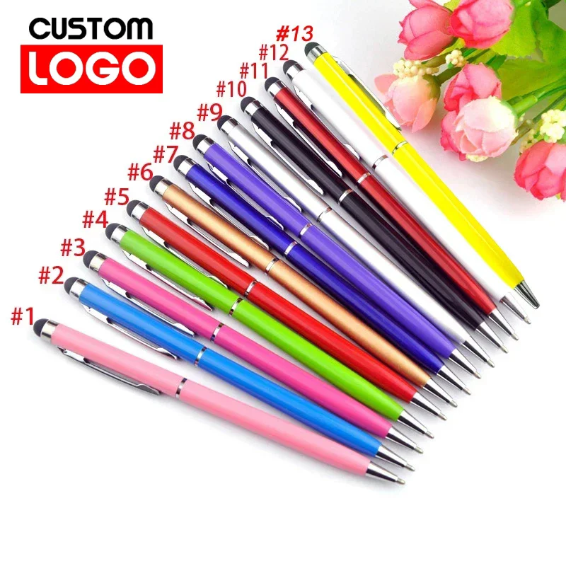 Pens Each Pack Mini Metal 2-in-1 Stylus Universal Ballpoint Pen Text Engraving Custom Logo Office School Gifts Pen