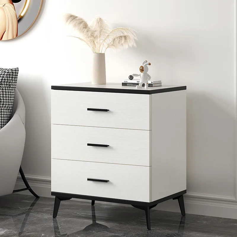 Solid wood chest of drawers Simple modern bedroom locker Household living room storage cabinet Light luxury black and white four