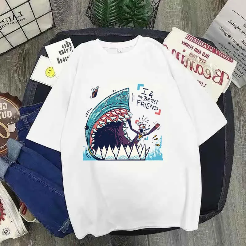 Cartoon Shark Poster Shark Big Mouth DTF Thermo Sticker Decals Heat Transfer Clothes Clothing Crafts Ironing Diy Accessory