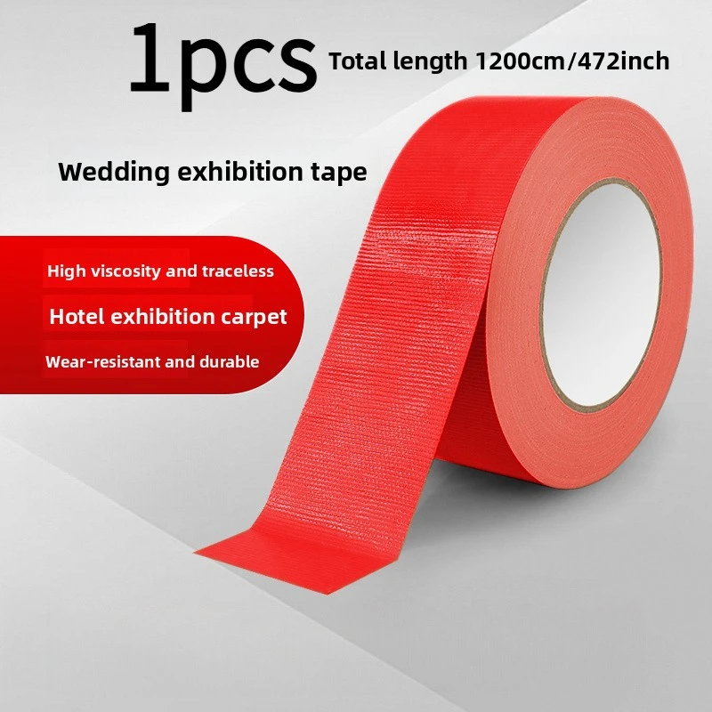 Red Single-Sided Cloth Tape for Carpets, Wear-Resistant Floor Marking Tape, Strong Adhesive Multi-Color Duct Tape