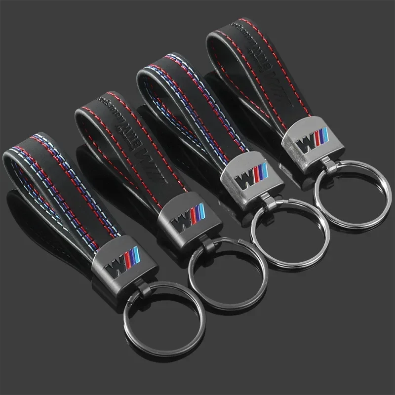 Car Metal Key Chain Fine Leather Emblem Key Ring For BMW X1 X2 X3 X5 X4 X6 X7 G30 G20 G32 G11 G12 F40 F30 F20 F10 F34 F07