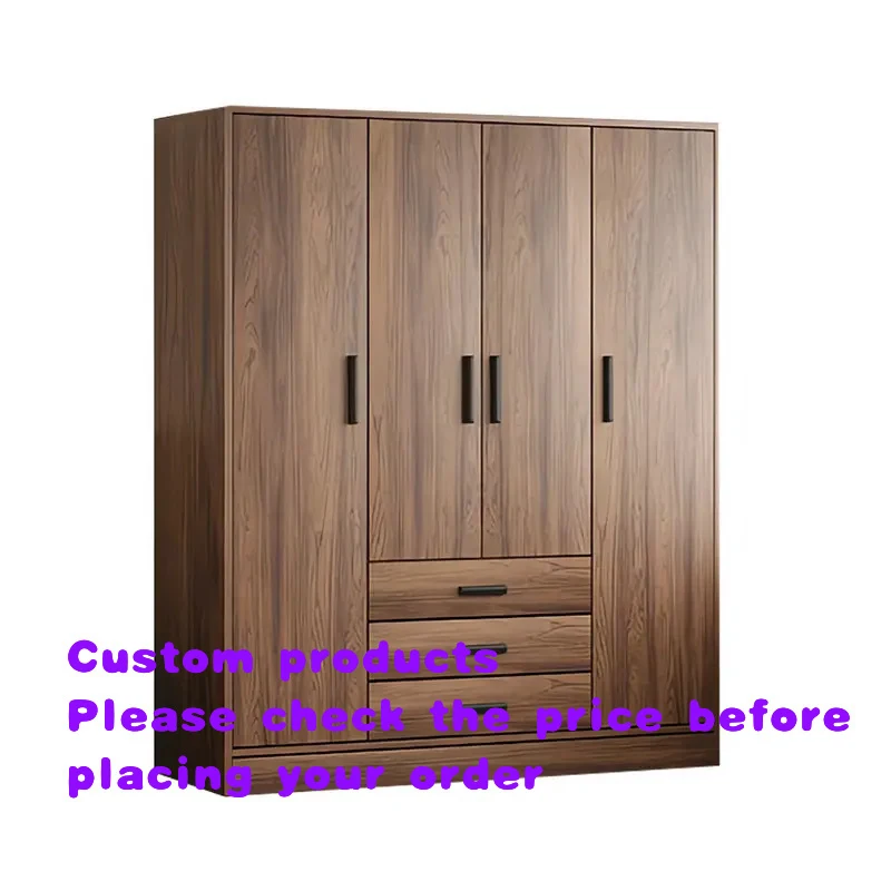 custom.Sliding Door Foldable Wardrobe Modern Solid Wood Home Furniture Bedroom Storage Cabinet with 5 Shelves Economic