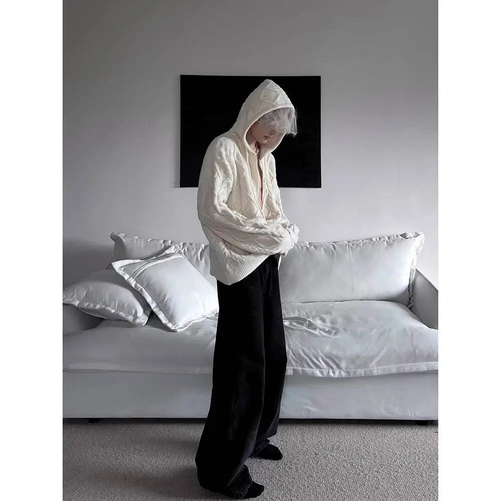 Men's Women Knitting Cardigan 2025 Autumn Winter New Hooded Cardigan Sweater Vibe Loose Knitwear Couples' Outerwear Top