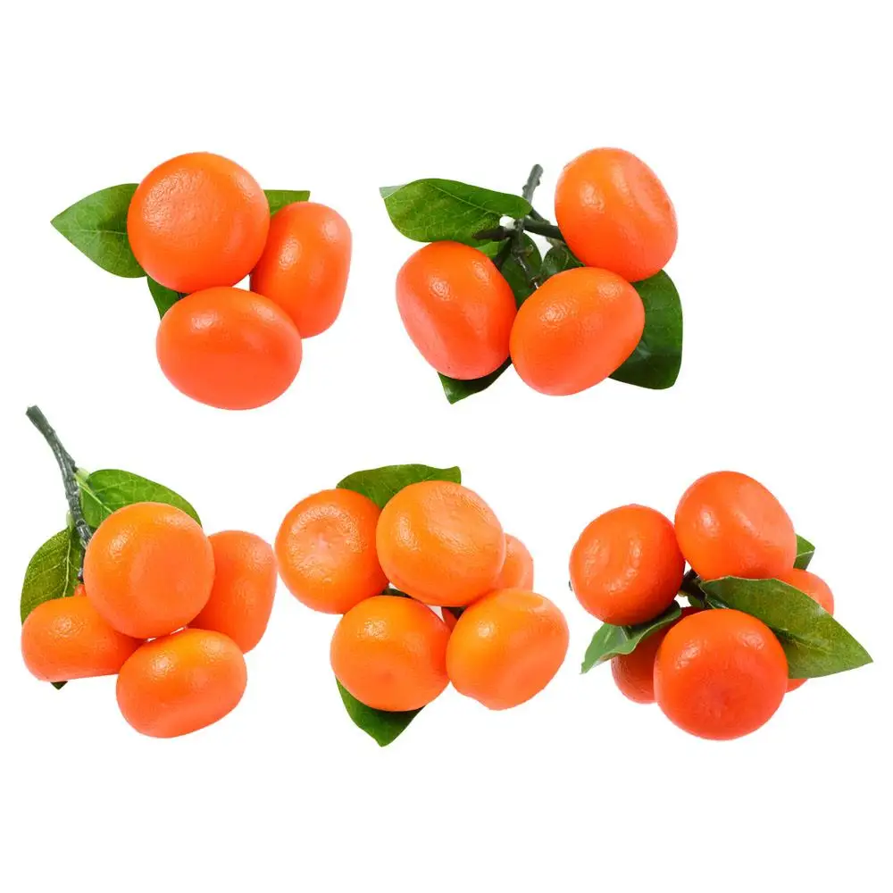 Fruit Display 3-6 Branches Imitation Fruits with Fruits and Leaves Fake Oranges Artificial Fruit Party Decor Tangerine Model