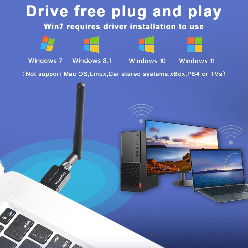 USB-адаптер Bluetooth 5.3 для ПК, динамик, беспроводная мышь, клавиатура, музыкальный аудиоприемник, передатчик, USB Bluetooth-ключ для Win10