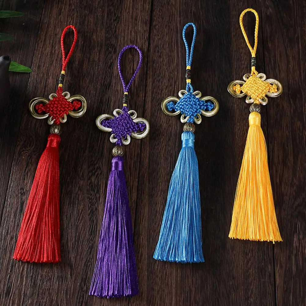 

2Pcs Chinese Knot Tassels Decoration Handmade Propitious Lucky Amulet Home Car Lantern Hanging Fringed Ornament New Year Gift