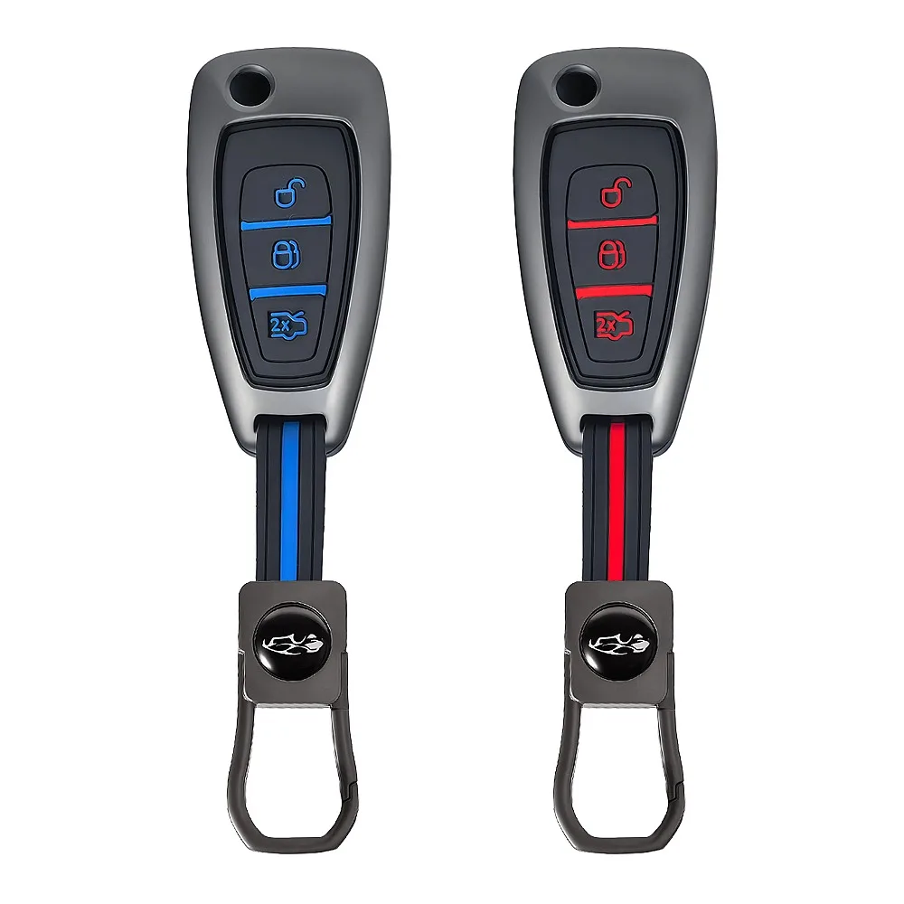 3 Button Zinc Alloy Silicone Car Remote Key Fob Cover For Ford Ranger C-Max S-Max Focus MK3 Galaxy Mondeo Transit Tourneo Custom