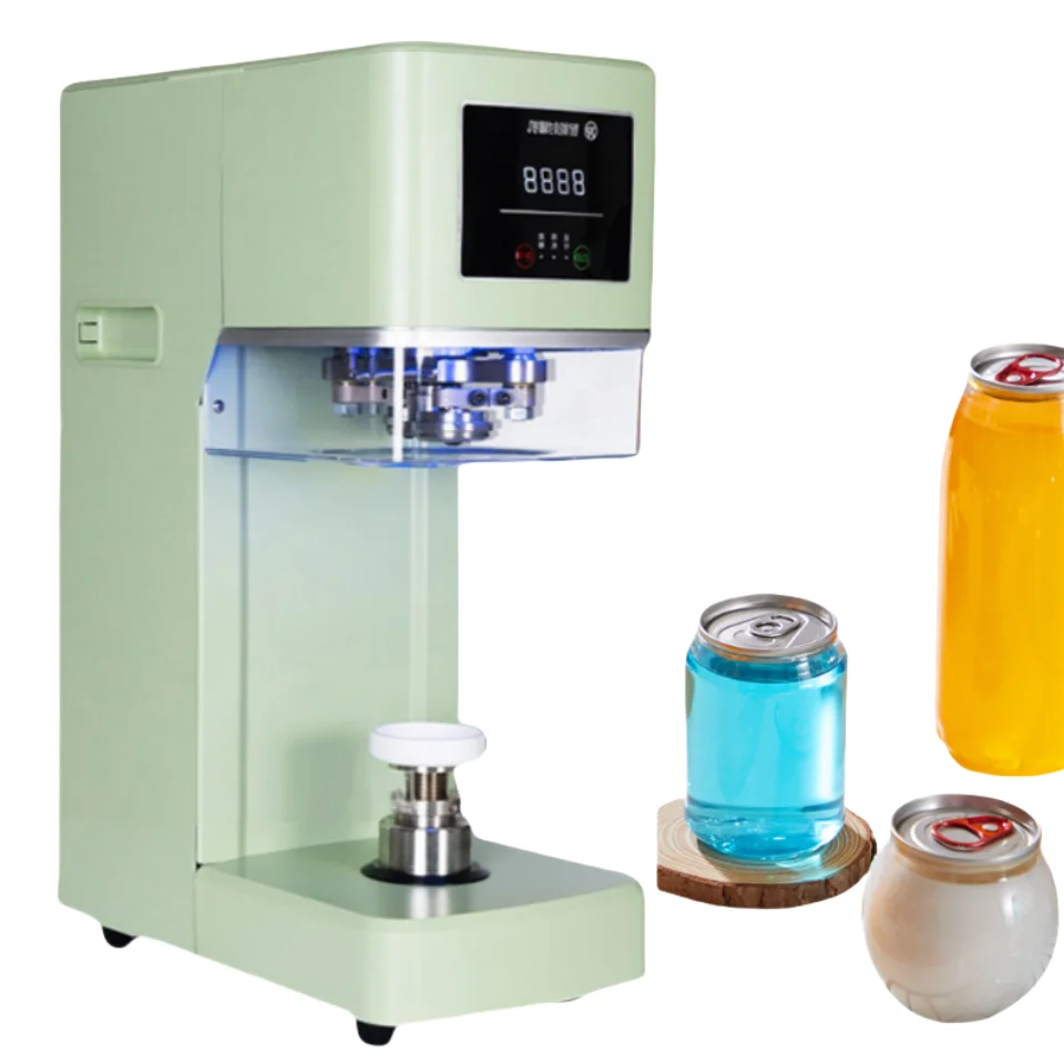 Automatic Sealing Machine Pop Can Soda Candy Pull Ring Can Sealing Machine Plastic Pet Beverage Bottle Jar Tin Cup Cap Easy