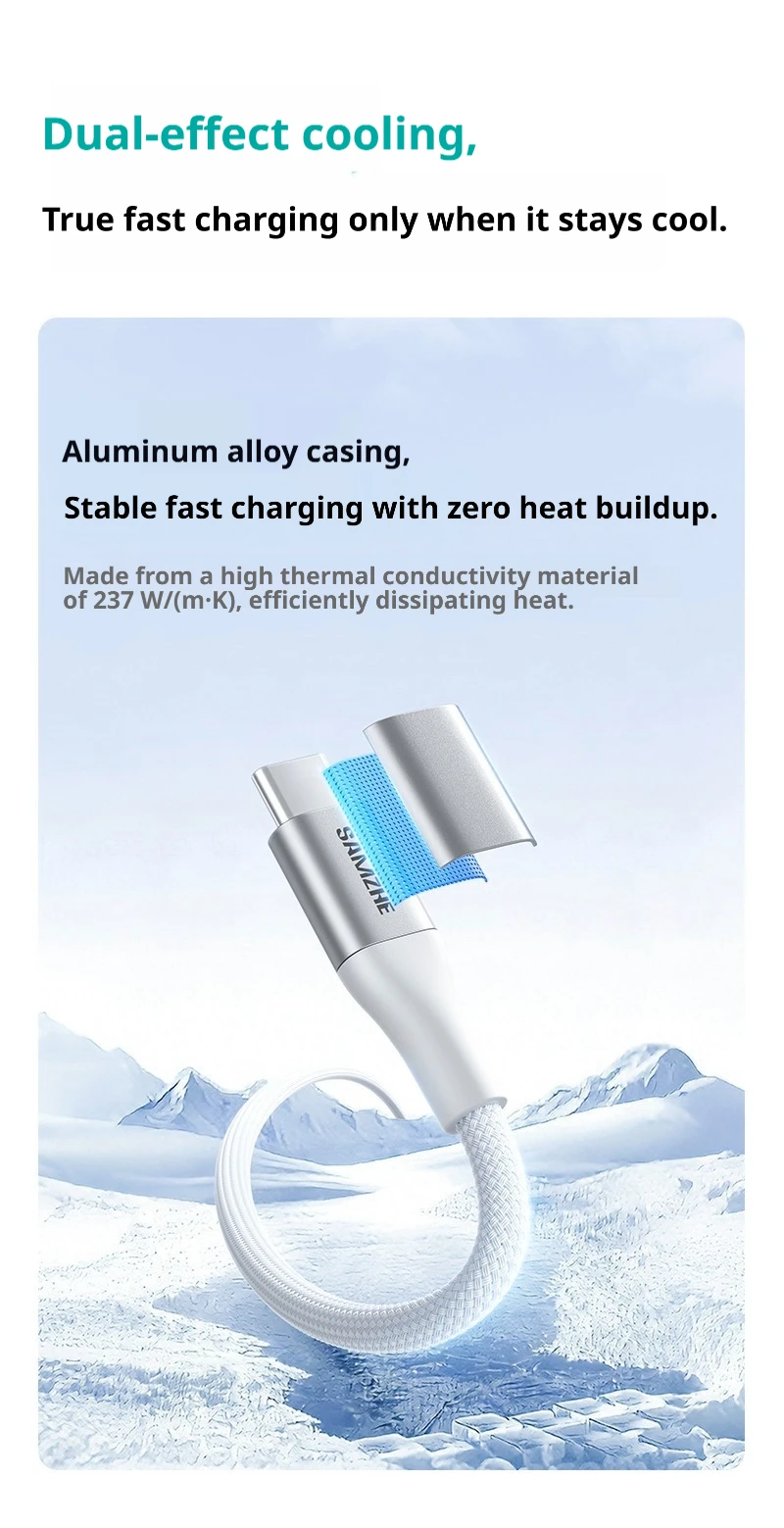 SAMZHE 100W Magnetisches USB-C-Ladekabel für iPhone 17/16/15, Samsung, Xiaomi, Huawei, Honor – USB-C-Nylon-Lade- und Datenkabel – Detail 9