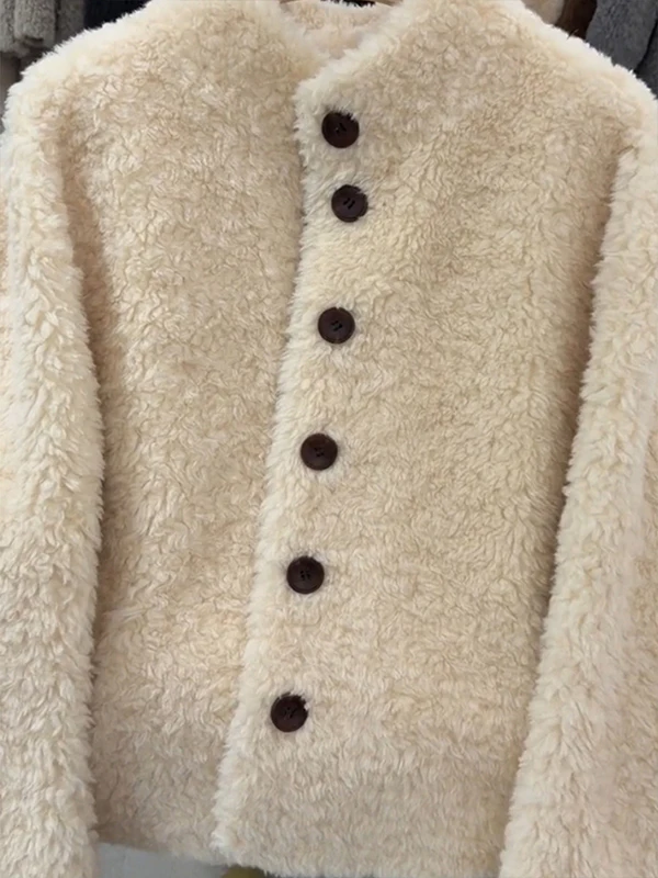 Thiened Jaet de piel de cordero para mujer, cortavientos ligero de lujo, abrigo largo de tubo recto, cálido y Faion