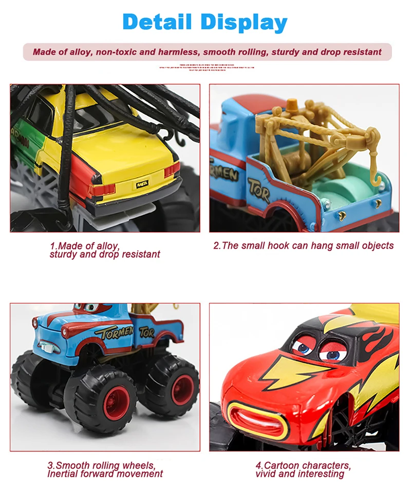 Spielzeugautos Monster Truck Tormentor Mater Frightening McMean Lightning McQueen I-Screamer Wrestler Modell Kinderspielzeugauto – Detail 4