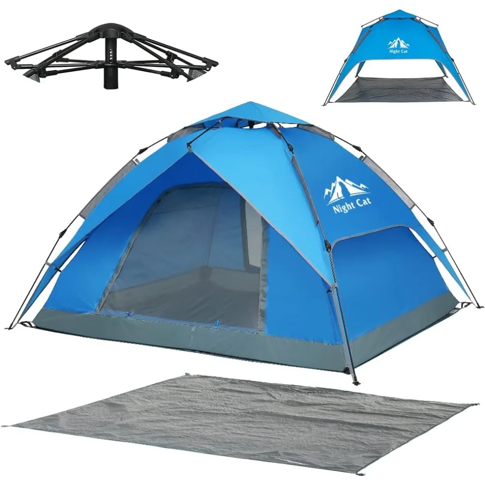 Tents 2-3 Persons with Footprint Tarp Easy Setup Camping Tent with Rainfly Double Layers Waterproof Automatic Hydraulic Mechaism