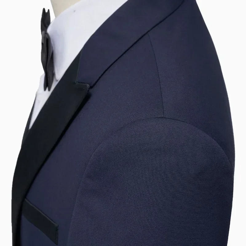 Traje de boda de alta calidad para hombre, conjunto de 3 piezas, Blazers elegantes con cuello tipo chal, chaqueta de lujo, pantalones, chaleco,