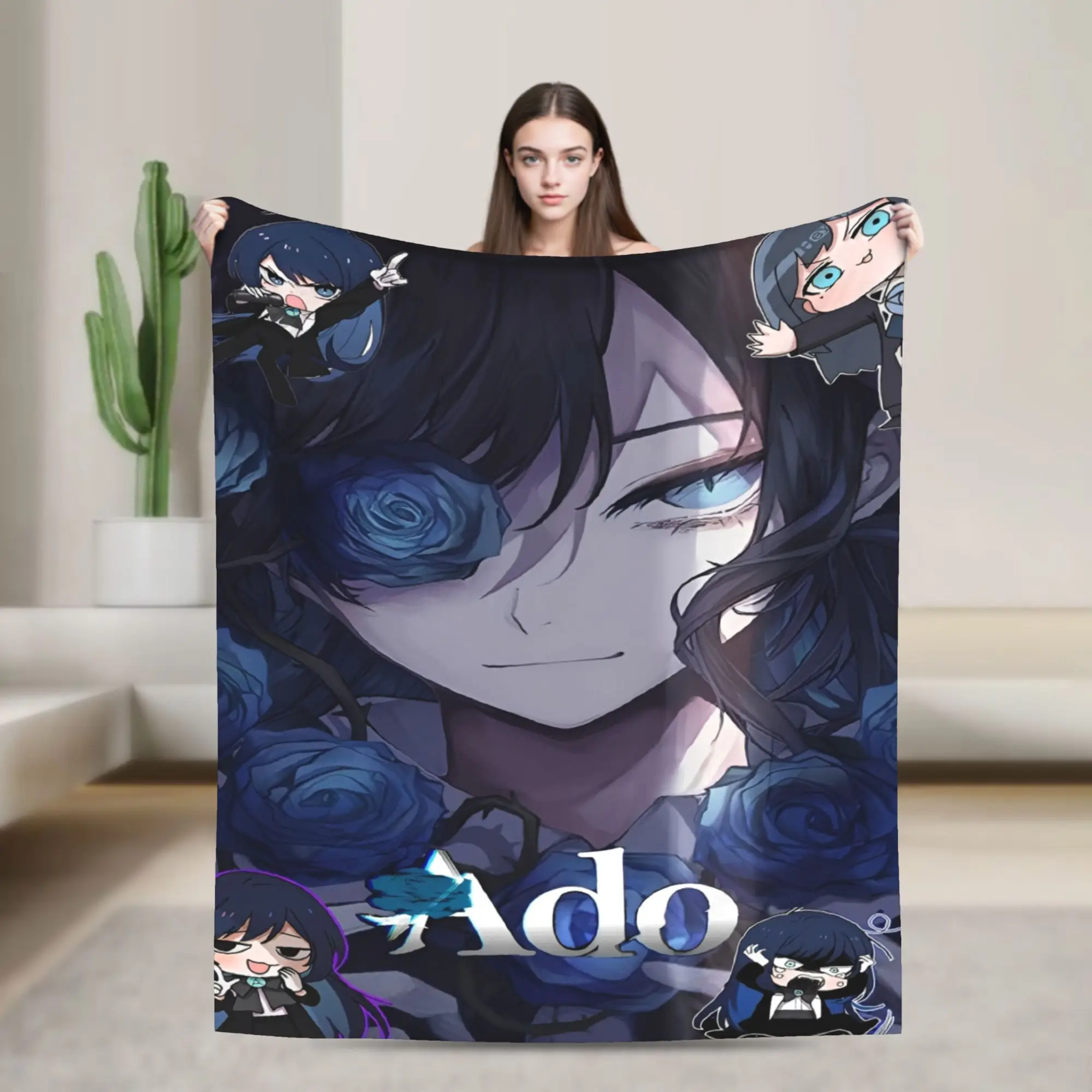 Ado Hibana World Tour Blanket Japan Singer Flannel Awesome Breathable Throw Blankets for Chair Covering Sofa  Winter
