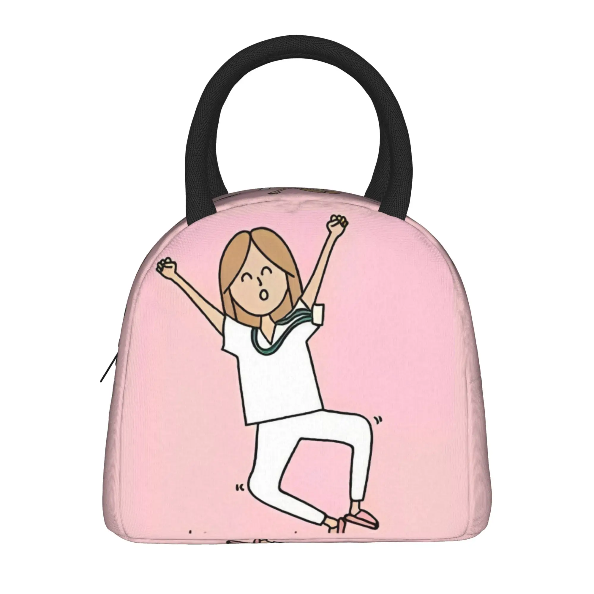 Happy Nurse Enfermera En Apuros Medical Lunch Bag Lunch Box Child Picnic Print Cooler Bag Vintage Oxford Thermal Lunch Bags