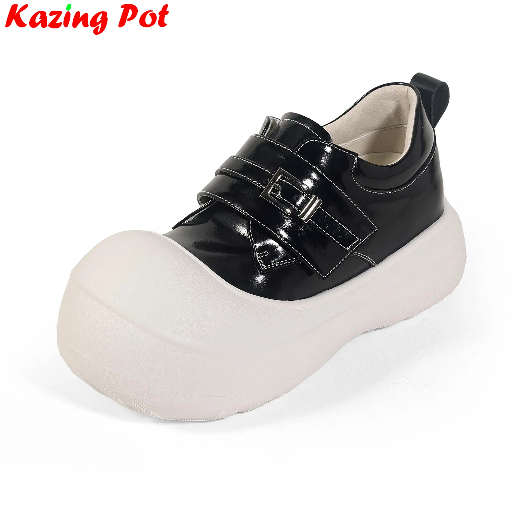 Cow Leather Round Toe Thick Bottom Spring Autumn Shoes White Sneakers Platform Casual Preppy Style Brand Women Vulcanized Shoes