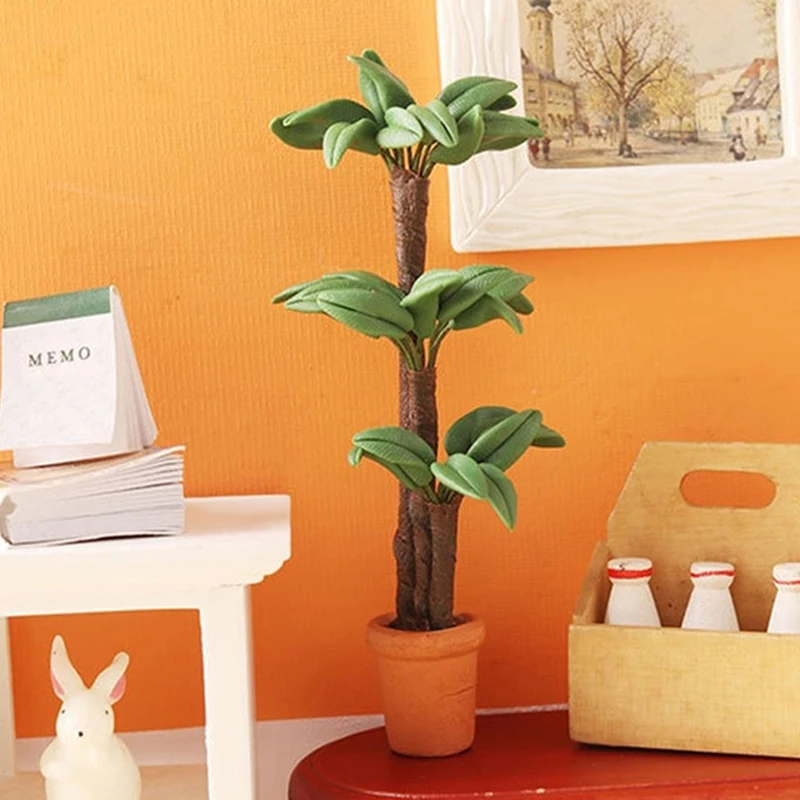 Planta en maceta en miniatura para casa de muñecas, maceta de árbol de la Fortuna, modelo de bonsái, accesorios de muebles para casa de muñecas, decoración de jardín, juguetes para niños, 1:12