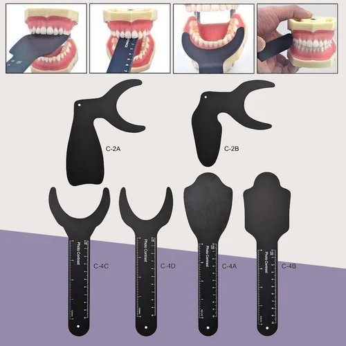 Tablero de fondo negro para ortodoncia Dental, 1 piezas, placa de mejillas orales de contraste con marca de escala, herramientas autoclavables