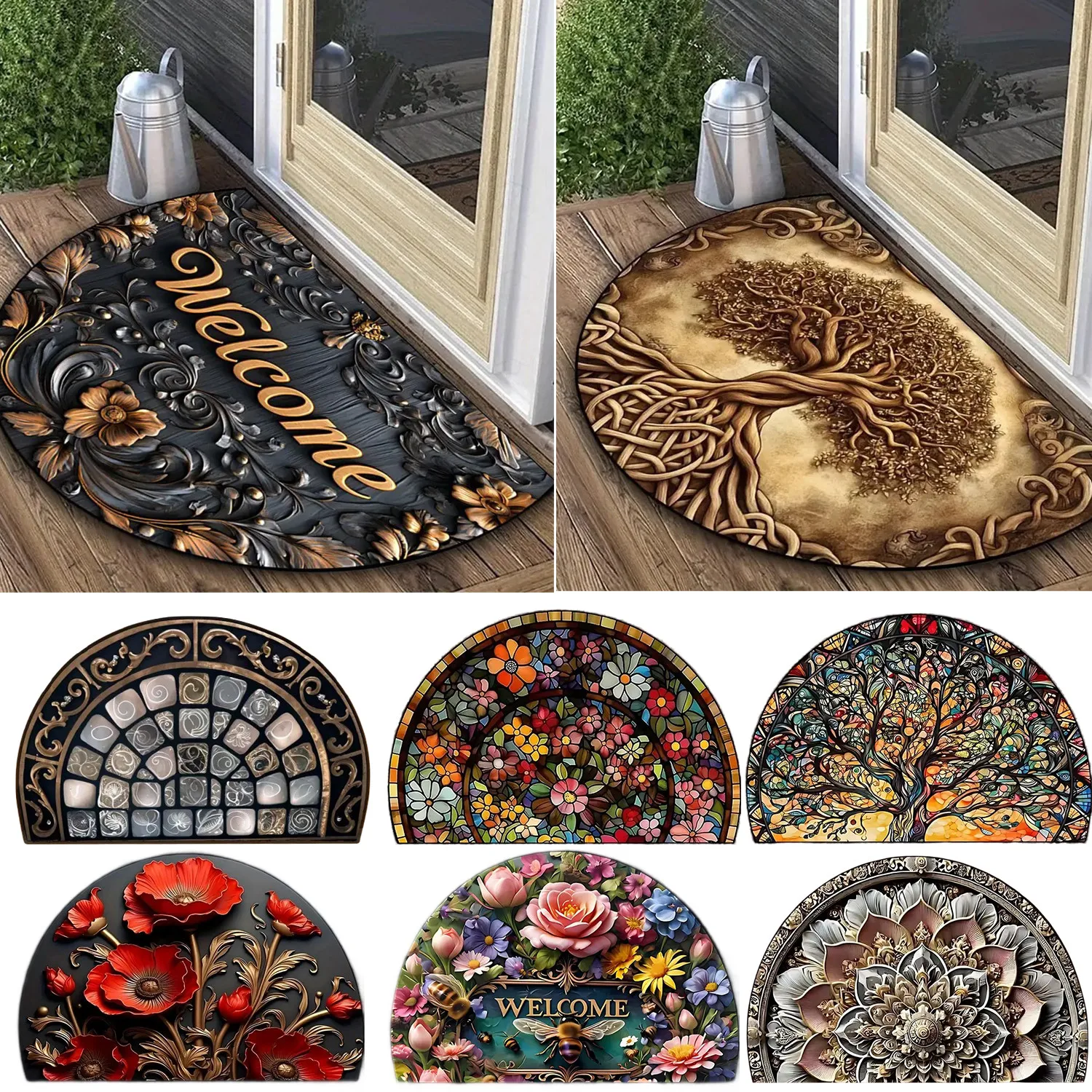 

1pc Colorful, Non-Slip, Machine Washable Entrance Mat- Durable Polyester Welcome Mat, Outdoor Welcome Mat | Decorative Doormat