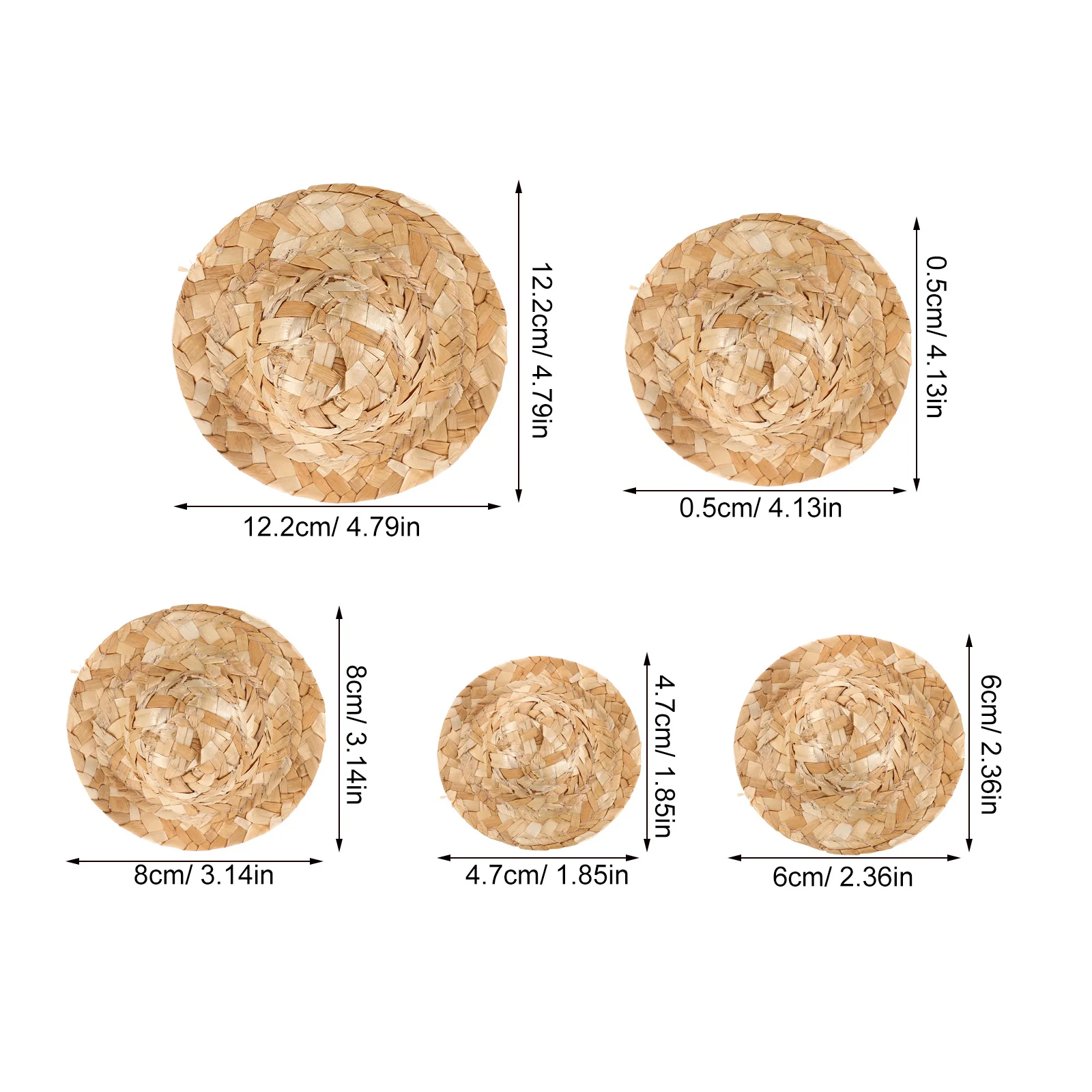 Chapeaux de paille miniatures, 10 pièces, petites casquettes tissées pour bricolage, artisanat, ornements, Mini chapeaux tricotés à la main, chapeau haut-de-forme Miniature