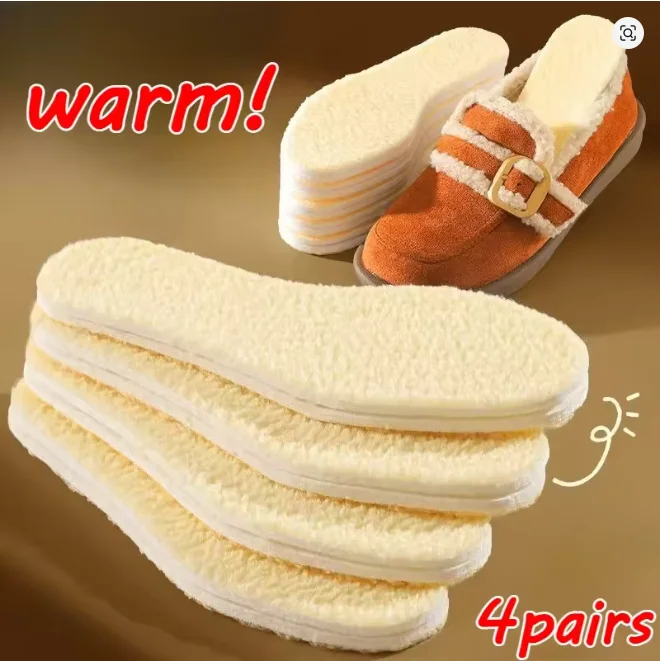 Verstellbare warme Einlegesohlen mit Fleece und verdicktem Lammfell, bequeme Kaschmir- und Baumwolleinlagen für Schneestiefel – Detail 3