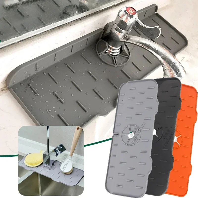

Splashproof Kitchen Drain Mat Kitchen Sink Strainer Silica Gel Splashproof Water Filter Pad Bathroom Utensils Accessory