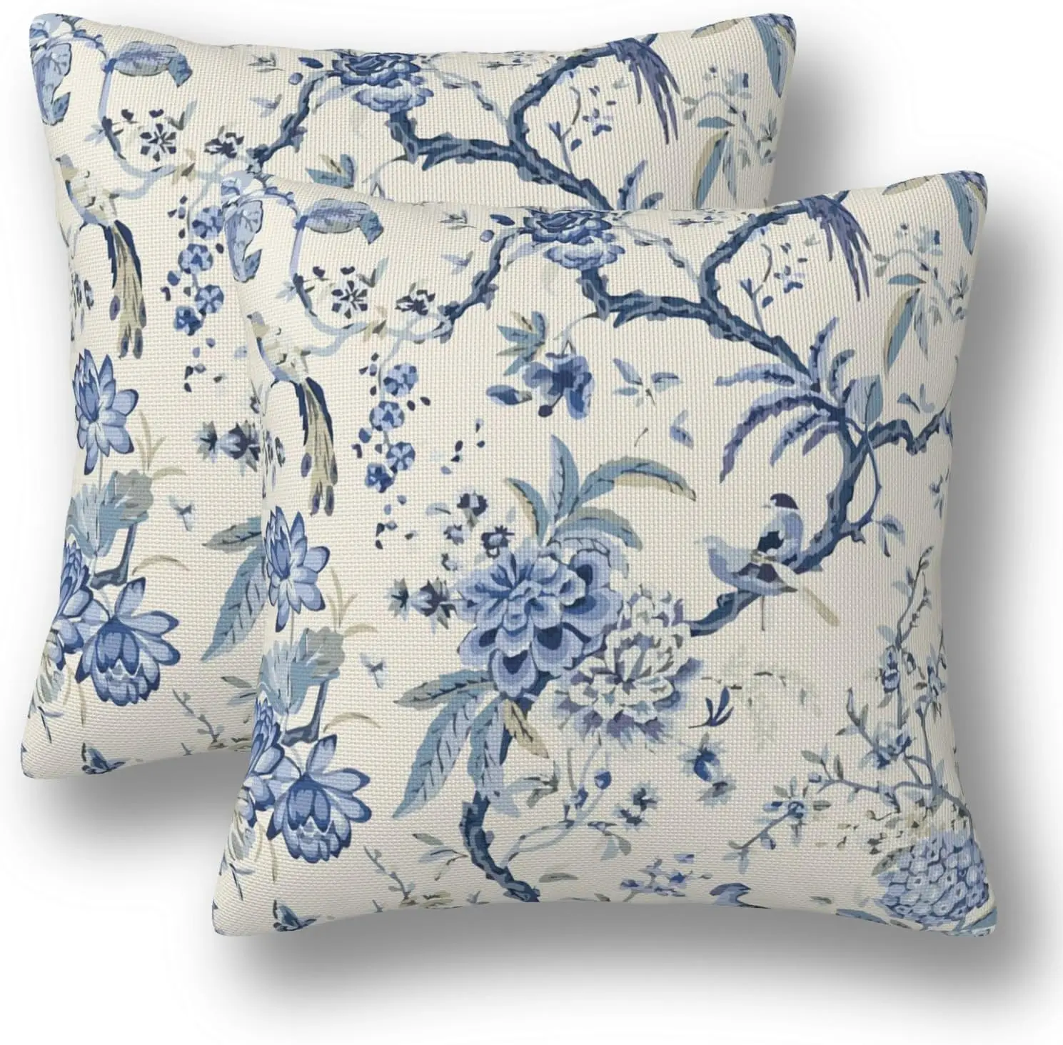 

Chinoiserie Pillow Covers 20 X 20 Set Of 2 Birds Floral Linen Throw Pillow Cover Vintage White And Blue Farmhouse Decorative