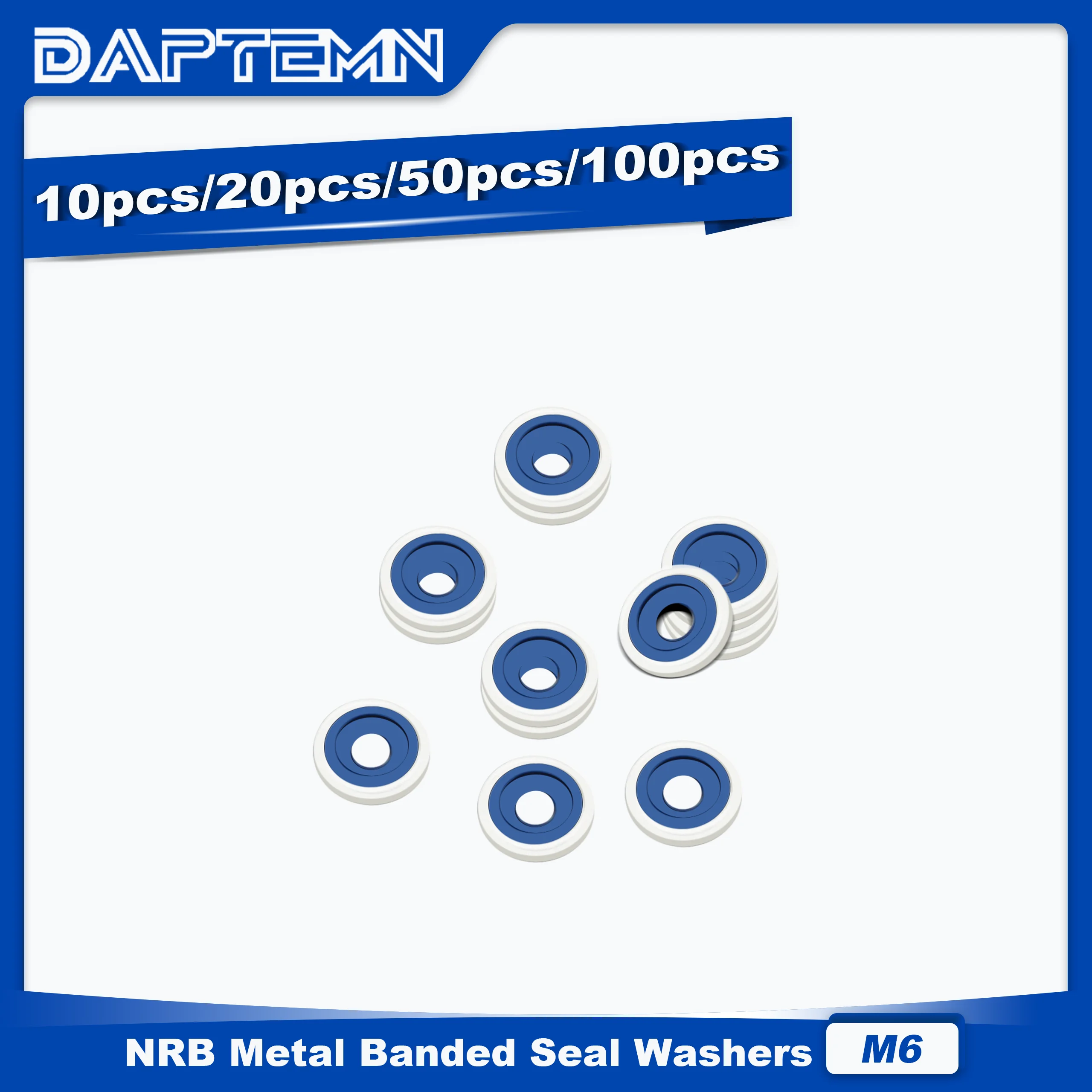 

M6 Metric Bonded Seal Dowty Washer, NBR Zinc-Plated Automotive Self-Centred Seal Rubber Washers, Gasket 10PCS 20PCS 50PCS 100PCS