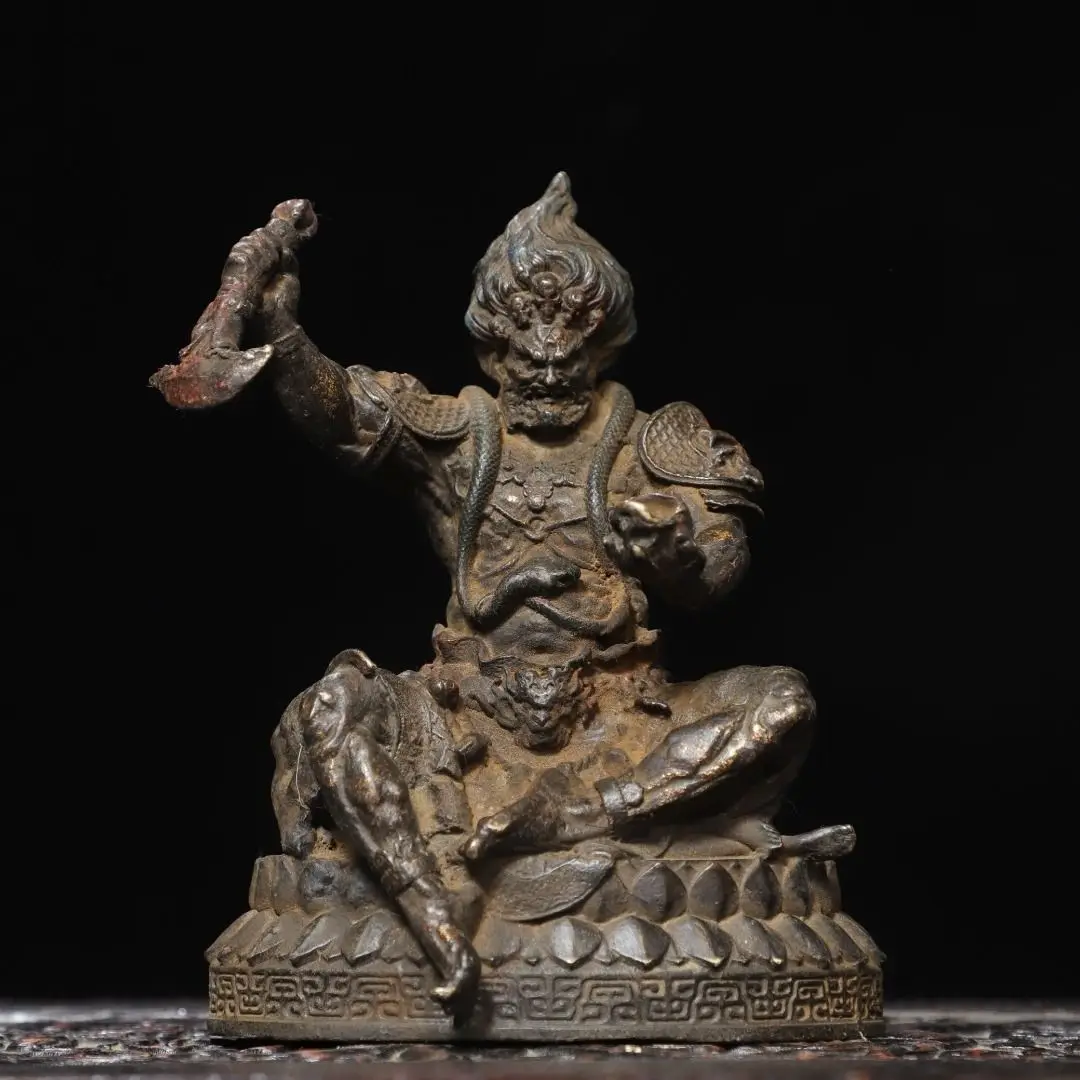 Antique Vajrapani Statue Tibetan Buddhism Guardian Buddha Figurine  Dharma Protector Home Altar Decor Ornament