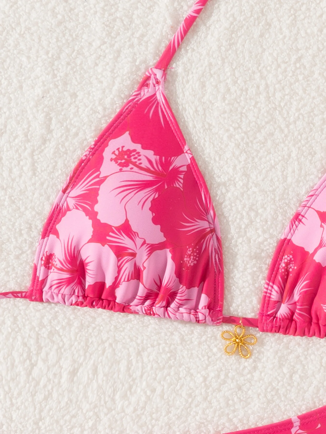 Sexy Bikini-Set mit Metallblumen-Anhänger-Print, Damenmode, ausgehöhlter Push-Up-Badeanzug für Strandurlaub, weibliche Badeanzüge – Detail 6