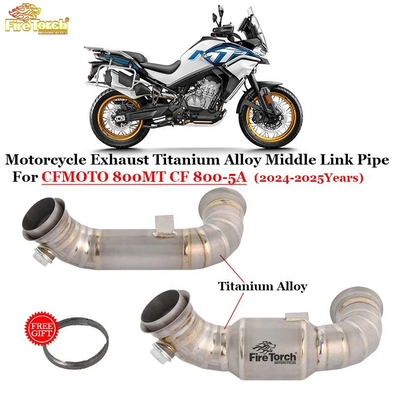 

Slip On For CFMOTO 800MT CF 800-5A 800 MT 2024 2025 Motorcycle Exhaust System Escape Muffler Titanium Alloy Middle Mid Link Pipe
