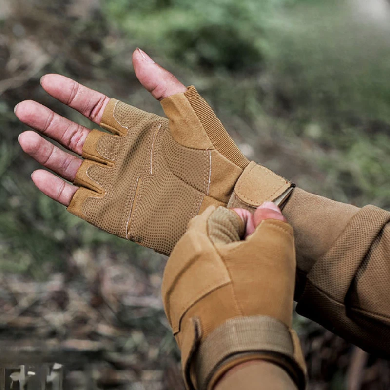 Camping Outdoor Tactical Airsoft Gloves Half Finger Anti-slip Combat Shooting Hunting Fitness Fingerless Anti-cut Gloves