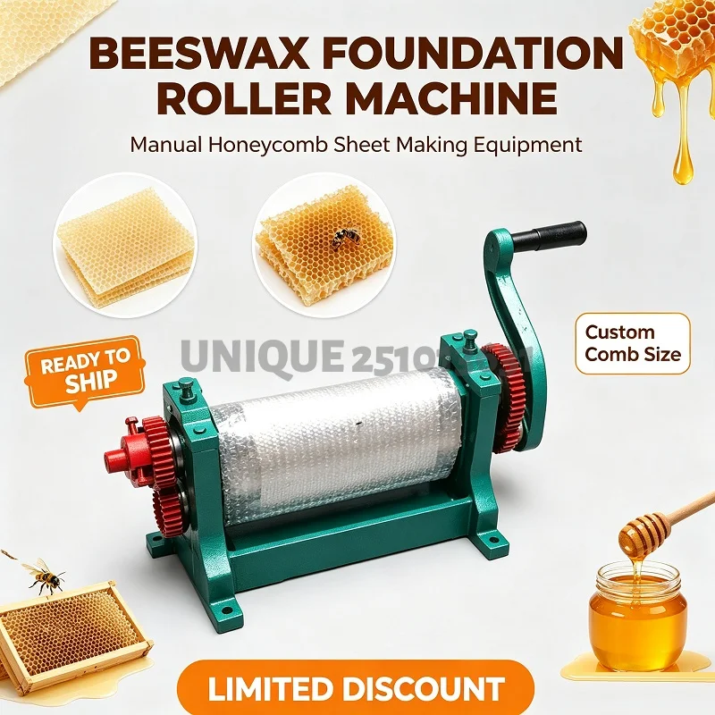 Beekeeping Tools 310mm Manual Beeswax Comb Foundation Roller Mill Machine Hand Crank Bee Wax Rollers Stamper Printing Machine