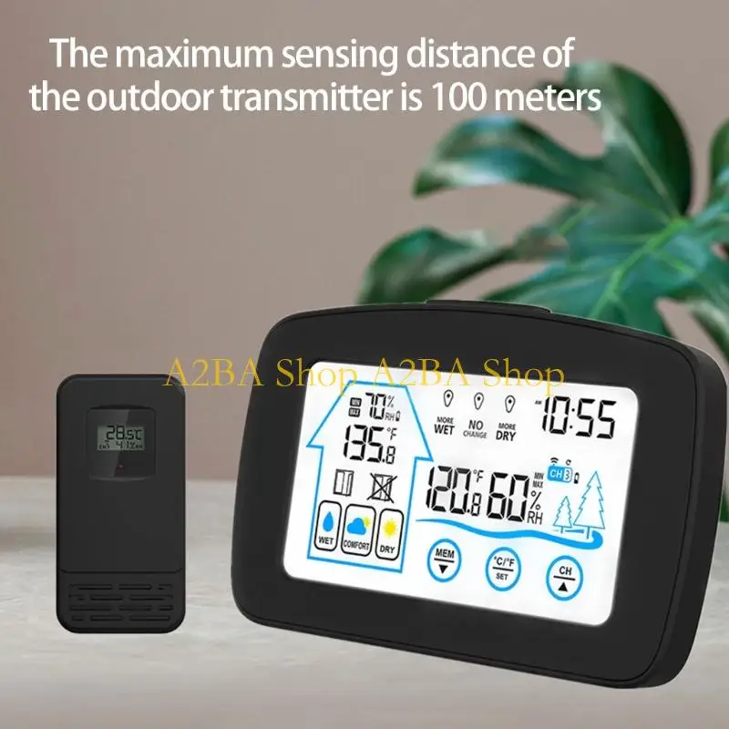 A2BA LCD Color Display Wireless Thermometers Hygrometer Indoor Outdoor Use Unit Switchable Humidity Sensors